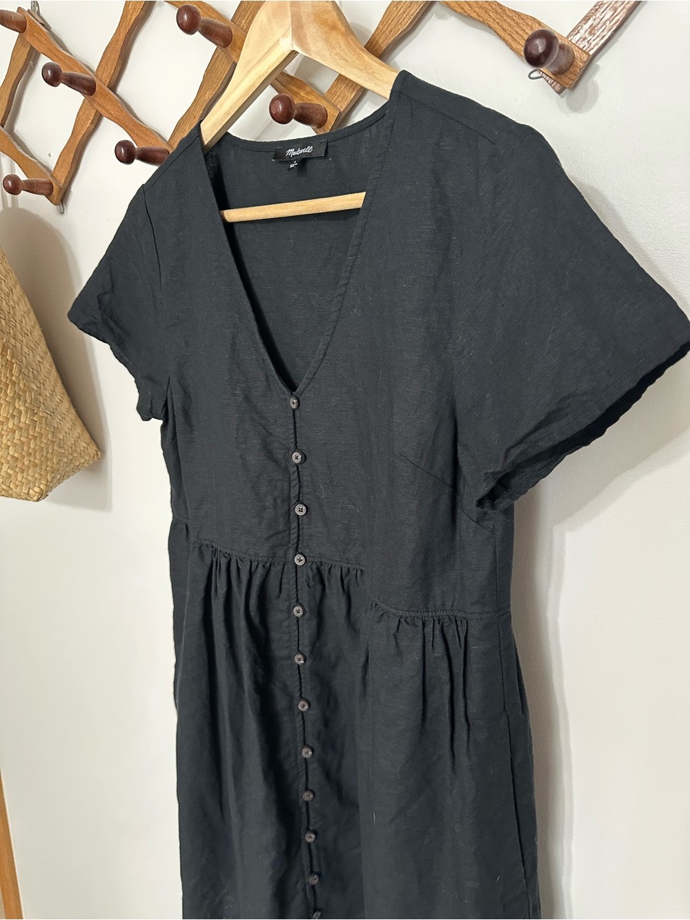 Madewell Linen-Blend Alexandra Button-Front Mini Dress - Picture 3 of 8